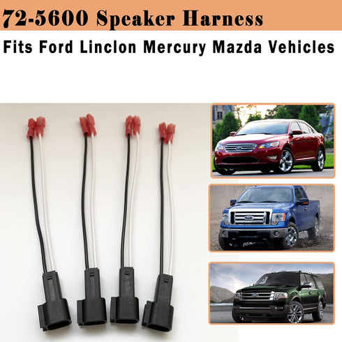 4 Pack 72-5600 Speaker Harness Replacement for Ford Speaker Wire Harness Adapter Replacement for Ford F150 F250 Escape Mustang Lincoln Mercury Maz...
