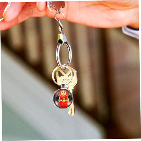 4pcs Russian Pendant Year Keychains Key Chinese Decorative for Ring Bag New Charms Tote Matryoshka Stacking Decoration Purse Keyrings Dolls Metal ...