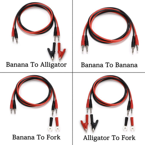 Sumnacon 4 in 1 Banana Plug Alligator Clip Pure Copper Fork Test Lead, 3.3 ft Multimeter Flexible Test Lead Wire Cable with Protective Jack Copper...