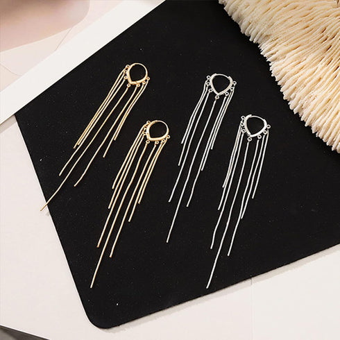Sterling Silver Women's Tassel Earrings Gold 925 Silver Chandelier Threading Long Gold Dangle Earrings...