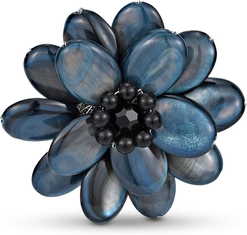 AeraVida Elegant Gray Lotus Mother of Pearl Floral Pin or Brooch | Lotus Jewelry for Women | Floral Brooches...