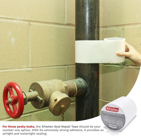 XFasten Waterproof Patch and Seal Tape, White, 4-Inch by 10-Foot Roof and Gutter Rubber Repair Tape for Stop Leak Repair on Gutter, Roof, Boat, Po...