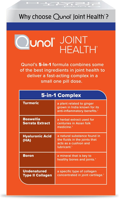 Qunol 5-in-1 Joint Support Supplement, Fast Acting, One Pill Dose, Support Healthy Inflammation Response & Discomfort Caused by Overuse of Joints,...