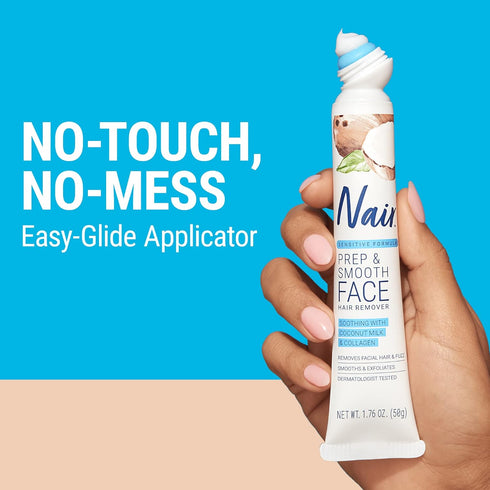 NAIR Prep & Smooth Face, Exfoliating Facial Hair Removal for Woman, Depilatory Cream, Smooth Skin Solution for Effective Hair Removal, Sensitive w...