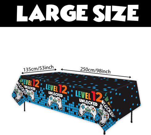 12Th Happy Birthday Party Supplies Tablecloth Decorations for Video Game Kids Official Teen Player on Birthday Party Decoration Picnic Camping Pla...