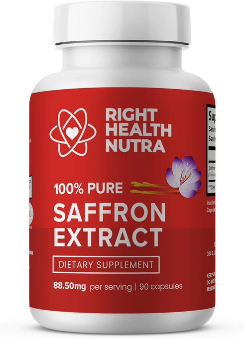 Saffron Extract 88.50mg - 90 Capsules - 100% Pure Saffron Supplements - Saffron Capsules - Saffron Supplements - Improves Mood - Saffron Pills for...