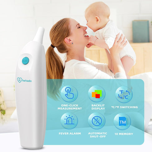 Ear Thermometer for Adults and Kids, Digital Thermometer with Fever Alarm and Instant Accuracy Readings, Infrared Thermometer Gun for Infants, Bab...