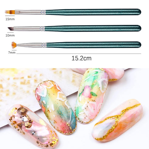 3pcs Ombre Nail Brush Nail Paint Pen for Lace Line Gradient Color Ombre Brush for Gel Nails Manicure Pen Nail Art Brushes Nail Design Brushes Acry...