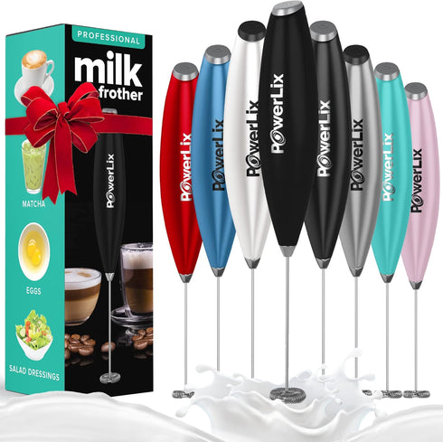 PowerLix Powerful Handheld Milk Frother 19000 RPM Battery Operated Foam Maker Frother Wand For Coffee, Latte, Cappuccino, Hot Chocolate, Durable M...