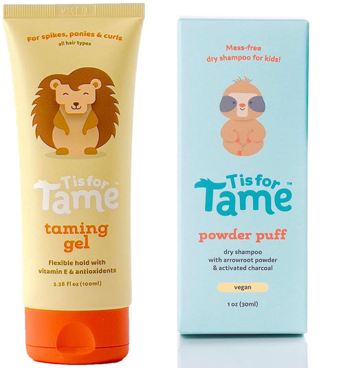 T is for Tame Kids Hair Care Essentials Bundle: Hair Gel & Dry Shampoo Duo for Taming Kids Hair with All Natural Ingredients (Gel-DryShampoo-Bundl...