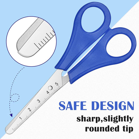 50 Pieces Kids Scissors Bulk, 5 Inch Blunt Tip Scissors Stainless Steel Safety Scissors with Comfort Grip Handles for Kindergarten Primary School ...