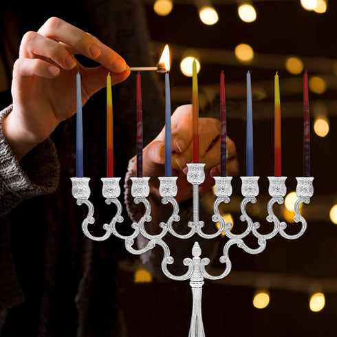 Majestic Giftware Multicolor Hanukkah Candles - CP15 | 45 Dripless Handcrafted Chanukah Candles for All 8 Nights of Hanukkah | Manufactured by Saf...