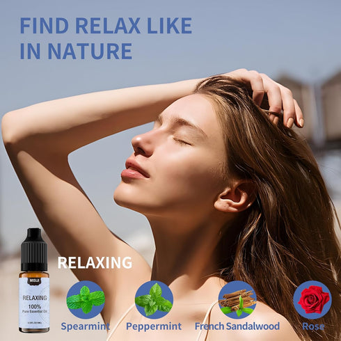 Essential Oil Blends, Essential Oils Set for Diffusers for Home, Well-Being Kit- Spearmint Tea, Calming, Dreams, Relaxing, Mood, Fresh Air Aromath...