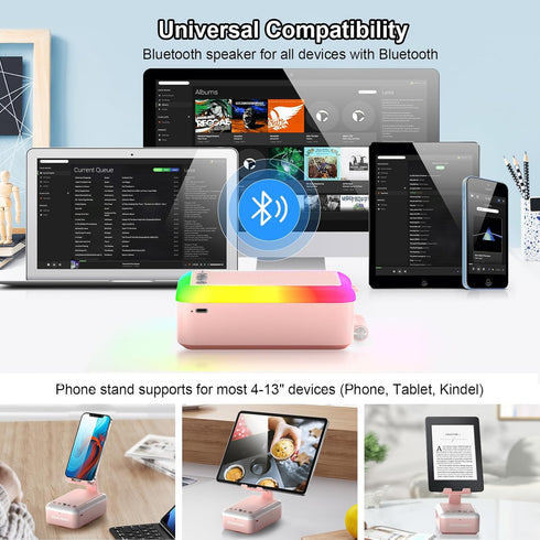 JTEMAN Gifts for Women Cell Phone Stand with Bluetooth Speaker and Light, Portable Lanyard, Cool Tech Gifts for Wife Mom Women Men, Unique Birthda...