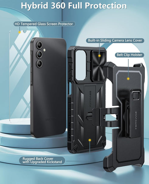 FNTCASE for Samsung Galaxy A15-5G Case: Rugged Protective Phone Cases with Kickstand & Holster | Military Grade Shockproof Protection Sturdy Heavy...