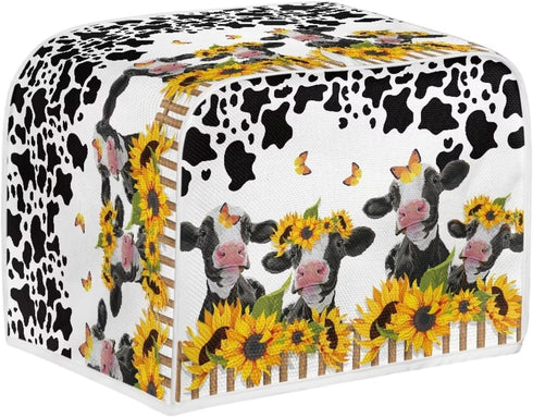 UNICEU Sunflower Farm Cow Animal 2 Slice Quilted Toasters Cover Dust-prood Toasters Cover Bread Maker Cover Kitchen Small Appliance Dust Cover...