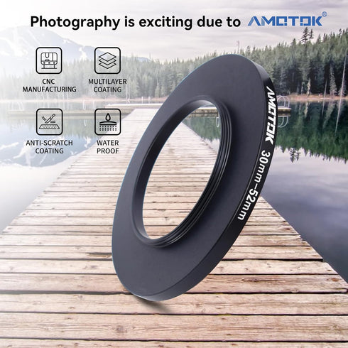 30mm Lens to 52mm Camera Lens adapter,30mm to 52mm Filter Step up Ring Adapter Ring,Compatible All 52mm Filter Accessory...