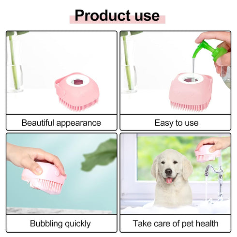Bath Brush Silicone, Massage Soft Brush Dog Cats, Pet Massage Brush Bubble Body Brush-Pink...