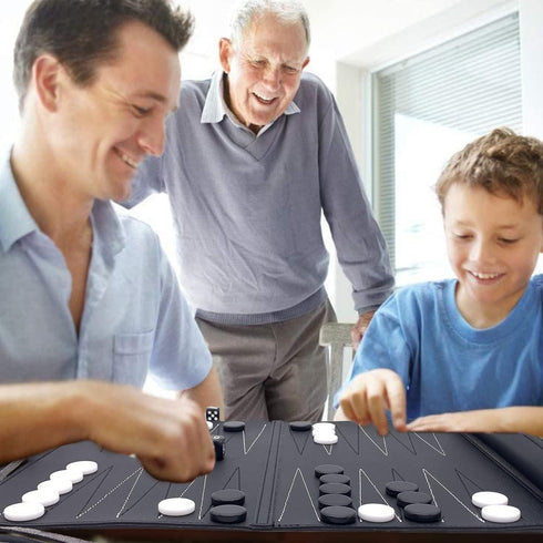 Roll-Up Travel Backgammon Games, Foldable Board Games, PU Travel Game, Portable Lightweight Backgammon Game Set...