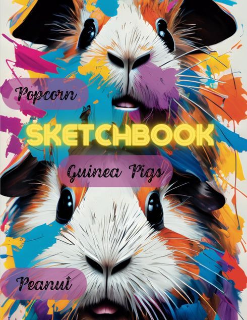 Sketch Book: Popcorn & Peanut Guinea Pigs Sketchbook Notebook For Drawing Book Art Journal Blank Paper 110 Pages 8.5 x 11: Abstract Cover...