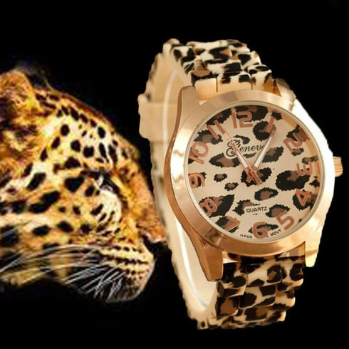FANMIS Unisex Geneva Leopard Silicone Watch Minimalist Ultra-Thin Watch Jelly Gel Watch Ladies Dress Bracelet Watch Analog Quartz Rose Gold Watch ...