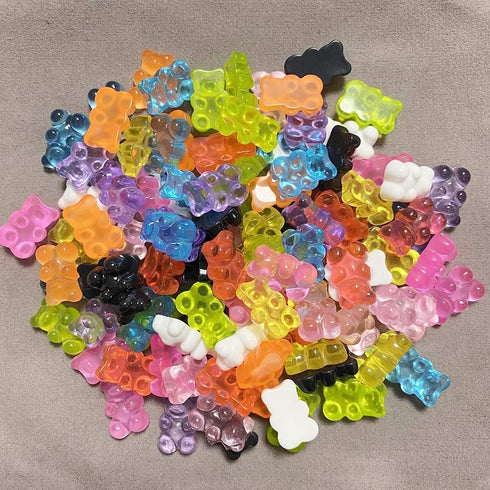 Juland 100 Pieces 10 Colors Resin Candy Gummy Bear Flatbacks Cabochons Deco Bears Colorful Charms Beads for DIY Necklace Pendants Keychain Brooch ...