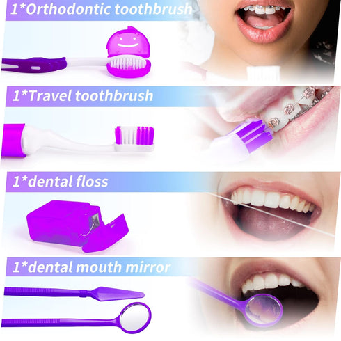 Annhua Braces Kit Cleaning Tools Boxed 8 Pack for Orthodontic, Portable Travel Dental Pick Tool Set for Braces, Interdental Brush, Ortho Wax, Flos...