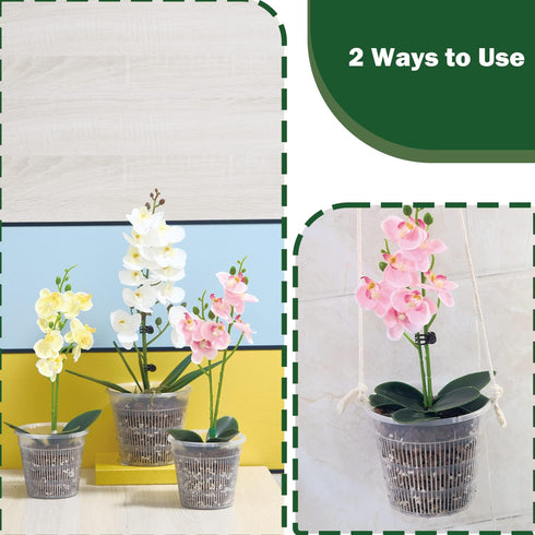 Orchid Pot, 12 Pack Orchid Pots with Holes, 4 Each of 4.5", 5.5", 6.3", Clear Orchid Pots for Repotting, Breathable Slotted Orchids Planter...