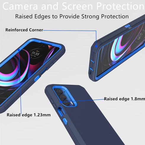 for Motorola Moto Edge 2021 Case, Moto Edge 5G UW Case, Heavy Duty Defender Case Dustproof Shockproof Protection 3 in 1 Rugged Phone Cover for Mot...
