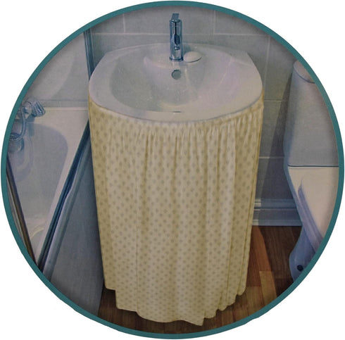 Diamond Stitch Fabric Bathroom Sink Skirt Utility Sink Waterproof Fits Standard Size Sinks Adds Bathroom Storage (Beige) Large...
