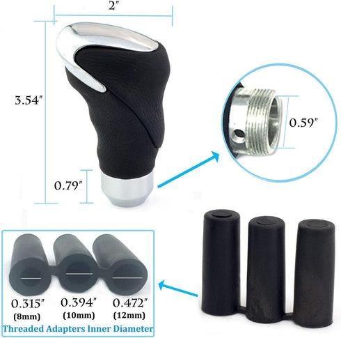 Leather Car Gear Knob, Manual Shift Stick Shifter Handle Fit Most MT Transmissions, Black...