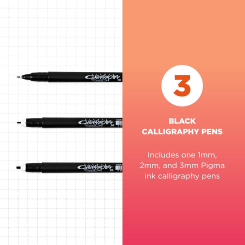 SAKURA Pigma Calligrapher Brush Pens - Archival Black Ink Pens - Pens for Lettering and Modern Calligraphy - Black Ink - 1 mm, 2 mm, & 3 mm Nibs -...