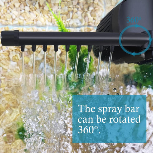 FEDOUR 4W 5W Adjustable Aquarium Internal Filter, Submersible Filter with Spray Bar, Water Pump for 1-40 Gallon Fish and Turtle Tank (for 5-40 gal...