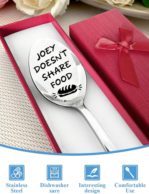 Joey Doesn't Share Food Spoon Funny Engraved Stainless Steel Spoon, Kitchen Dinner Spoon Tv Show Merchandise, for Friends Brother Sister Christmas...