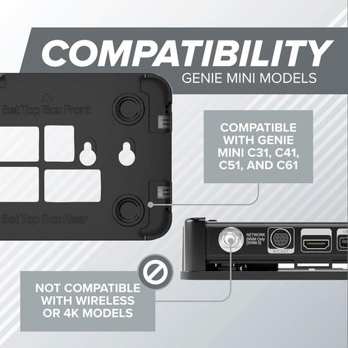 THE CIMPLE CO Genie Mini (Client) Bracket Mount (NO Wireless, NO 4K) with Screw Kit for DIRECTV - Does NOT Work with Wireless and 4K/UHD Models...