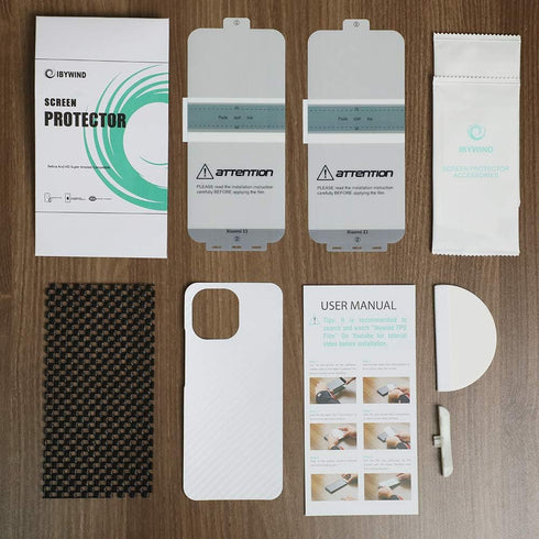 Ibywind 2 Pcs Screen Protector For Xiaomi Mi11 5G 6.81",Flexible TPU Film,With 1Pc Camera Lens Protector,1Pc Back Film,Bubble Free[Easy to install...