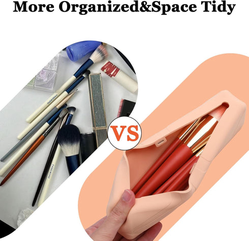 Silicone Makeup Brush Holder,Small Cosmetic Bag for Women, Makeup Brush Bag Make up Brush Organizer Case,Magnetic Anti-fall Out Design, Makeup Too...