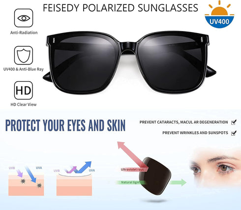 FEISEDY Women Oversized Vintage Polarized Sunglasses Square Cute Trendy Classic Simple Men B2758...