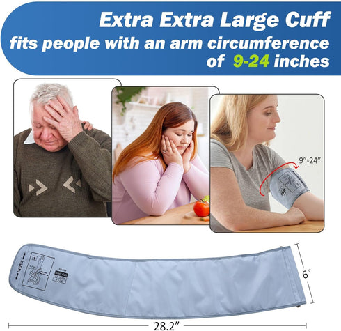XXL Blood Pressure Cuff Compatible with Omron 9”-24” (22-60CM), Extra Large BP Replacement Cuff for Big Arms - Includes 6 Connectors...