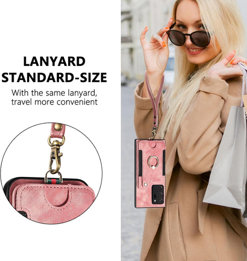 Phone Case for Samsung Galaxy Note 20 Ultra 5G Wallet Cover with Screen Protector and Wrist Strap RFID Card Holder Ring Stand Note20 Plus Notes 20...