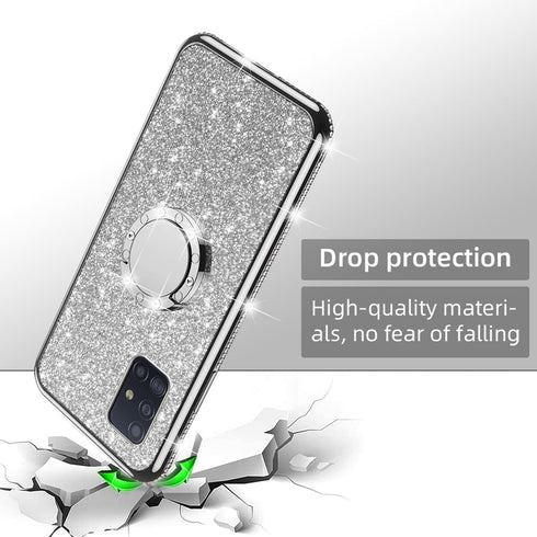 nancheng for Samsung Galaxy A51 5G Case(Not 4G), Phone Case for Galaxy A51 5G 6.5" Girls Women Glitter Cute Soft TPU Cover with Ring Kickstand Str...