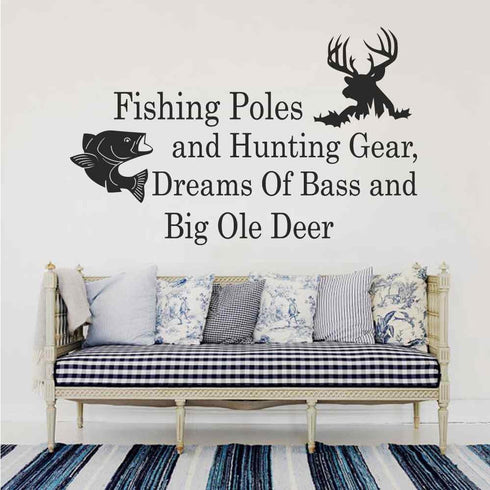 35x57cm Country Deer Wall Decals Quotes Fishing Poles and Hunting GEA Wall Stickers for Kid's Room Nursery Bedroom Decor...