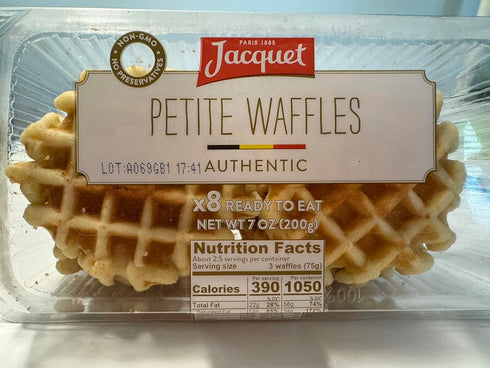 Jacquet Belgian Waffles - Pack of 8 Ready to Eat, Delectable Petite Pearl Sugar Belgian Waffles, Perfect for Quick Breakfast, Delicious Ready-to-E...