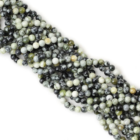 60PCS 6mm Natural Green Vine Jasper Round Loose Beads for Jewelry Making 1 Strand 15"...