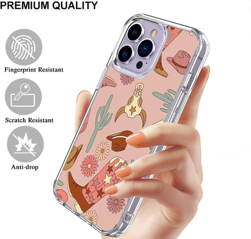 Boho Western Cowgirl Cactus Case Compatible with iPhone 12 Pro Max, Hippie Cowboy Case for iPhone 12 Pro Max, Unique TPU Protective Phone Case...