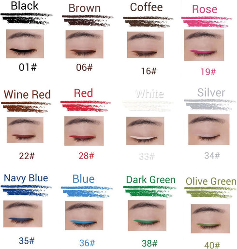 12Pcs Lot Set 12 Colors Eyeliner Pencil Waterproof Eyebrow Pencil Cosmetics with a Pencil Sharpener...