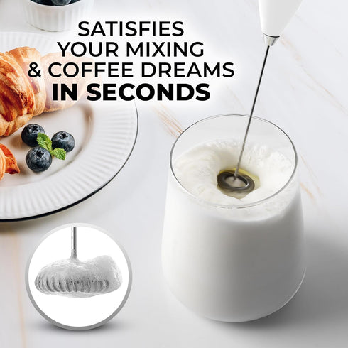 Zulay Kitchen Powerful Milk Frother Wand - Ultra Fast Handheld Drink Mixer - Electric Whisk Foam Maker for Coffee, Lattes, Cappuccino, Frappe, Mat...