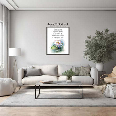 Posterizer 1 pcs-encouraging zen lotus flower positive quote-Floral & Botanical Art-Motivational & Inspirational Art-Decor for Home & Office- UNFR...