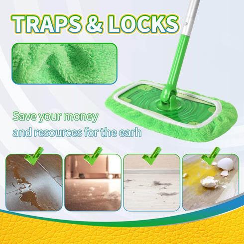 Reusable 100% Chenille Mop Pads Compatible with Swiffer Sweeper Mop, Wet and Dry Flat mop Cover, 3 Pack Washable Swiffer Pads for Surface/Hardwood...