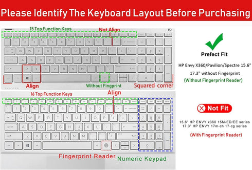 Keyboard Cover Skin Compatible 15.6 inch HP Pavilion x360 15-BR075NR / HP Pavilion 15-BS 15-BW 15-CC 15-CB 15-CD/HP Envy x360 15M-BP 15M-BQ,17.3 H...
